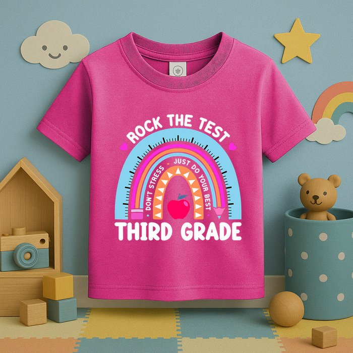 Rock The Test Day 3Rd Grade Teacher Third Grade Testing Day Toddler T-Shirt