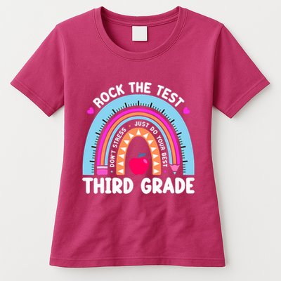 Rock The Test Day 3Rd Grade Teacher Third Grade Testing Day Womens T-Shirt