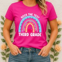 Rock The Test Day 3Rd Grade Teacher Third Grade Testing Day Womens T-Shirt