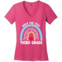 Rock The Test Day 3Rd Grade Teacher Third Grade Testing Day Women's V-Neck T-Shirt