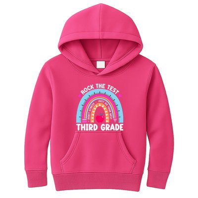 Rock The Test Day 3Rd Grade Teacher Third Grade Testing Day Kids Hoodie