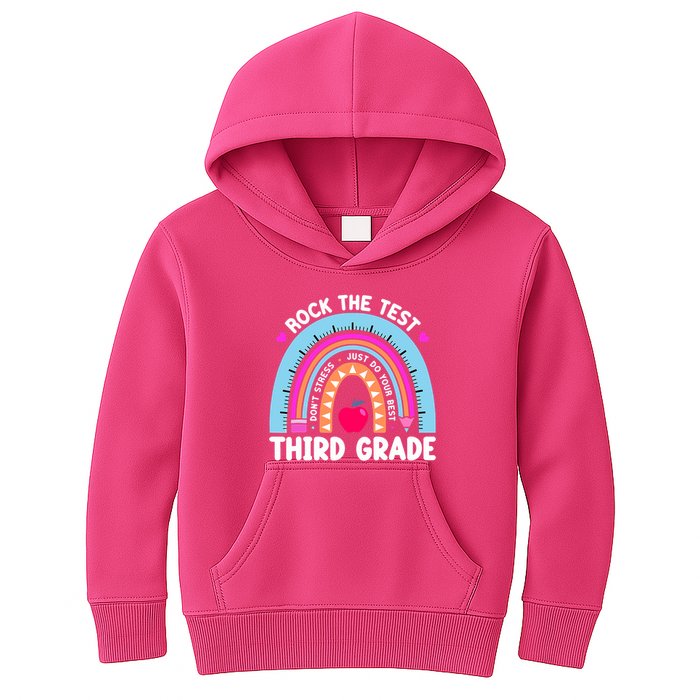 Rock The Test Day 3Rd Grade Teacher Third Grade Testing Day Kids Hoodie