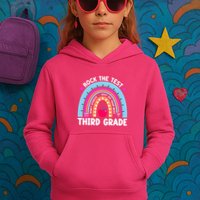 Rock The Test Day 3Rd Grade Teacher Third Grade Testing Day Kids Hoodie
