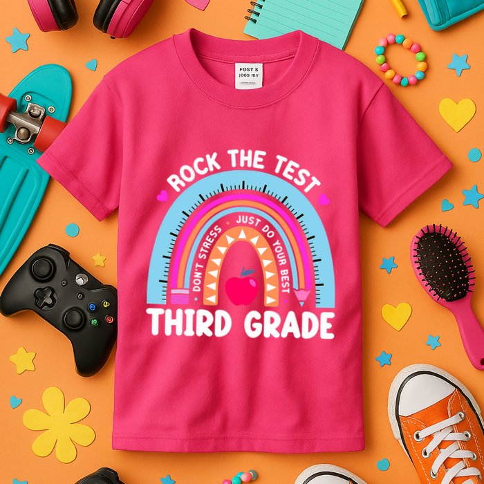 Rock The Test Day 3Rd Grade Teacher Third Grade Testing Day Kids T-Shirt