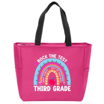Rock The Test Day 3Rd Grade Teacher Third Grade Testing Day Zip Tote Bag