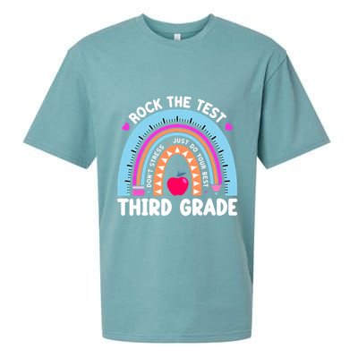 Rock The Test Day 3Rd Grade Teacher Third Grade Testing Day Sueded Cloud Jersey T-Shirt