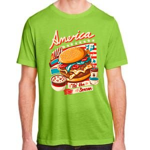 Retro Tis The Season Hamburger America 4th Of July Patriotic Great Gift Adult ChromaSoft Performance T-Shirt