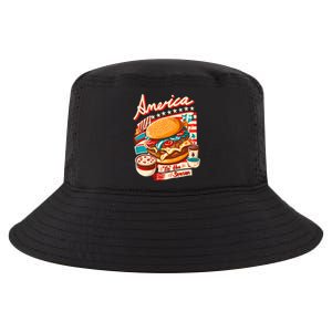 Retro Tis The Season Hamburger America 4th Of July Patriotic Great Gift Cool Comfort Performance Bucket Hat