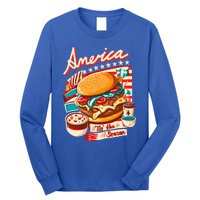 Retro Tis The Season Hamburger America 4th Of July Patriotic Great Gift Long Sleeve Shirt