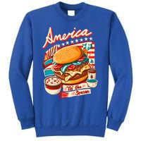 Retro Tis The Season Hamburger America 4th Of July Patriotic Great Gift Sweatshirt