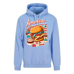 Retro Tis The Season Hamburger America 4th Of July Patriotic Great Gift Unisex Surf Hoodie