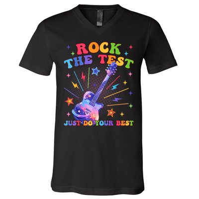 Rock The Test Testing Day Teacher Student Just Do Your Best V-Neck T-Shirt