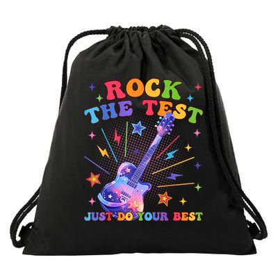 Rock The Test Testing Day Teacher Student Just Do Your Best Drawstring Bag