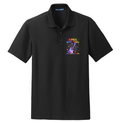 Rock The Test Testing Day Teacher Student Just Do Your Best Dry Zone Grid Polo