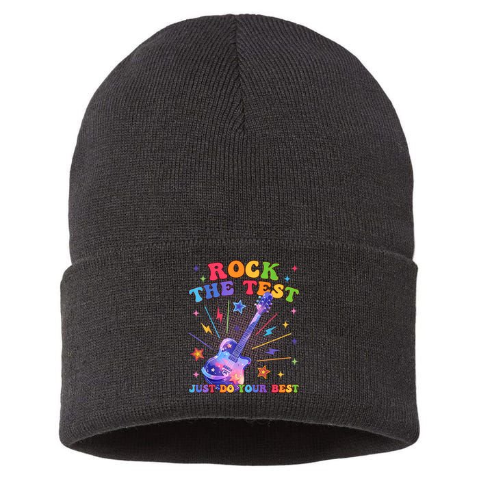 Rock The Test Testing Day Teacher Student Just Do Your Best Sustainable Knit Beanie