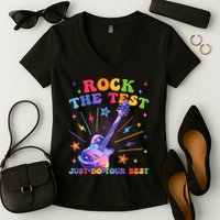 Rock The Test Testing Day Teacher Student Just Do Your Best Women's V-Neck T-Shirt