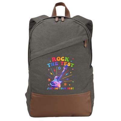 Rock The Test Testing Day Teacher Student Just Do Your Best Cotton Canvas Backpack
