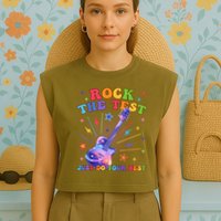 Rock The Test Testing Day Teacher Student Just Do Your Best Garment-Dyed Women's Muscle Tee