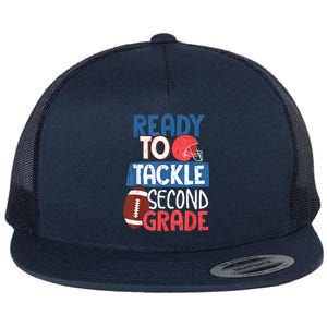 Ready To Tackle 2nd Grade Football Back To School Flat Bill Trucker Hat