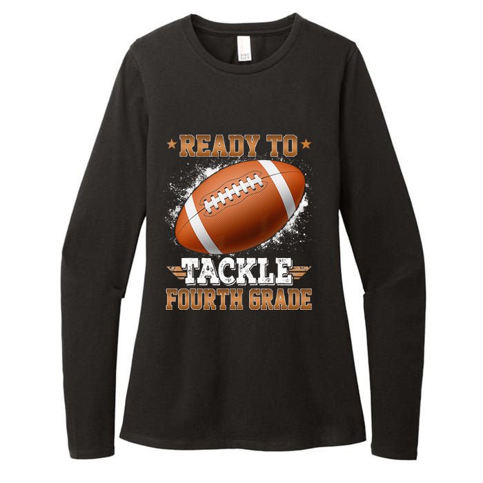 Ready To Tackle 4th Grade Football Rugby First Day Of School Womens CVC Long Sleeve Shirt