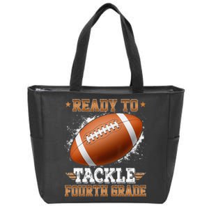 Ready To Tackle 4th Grade Football Rugby First Day Of School Zip Tote Bag