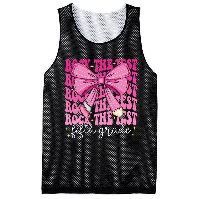 Rock The Test Day 5th Grade Teacher Fifth Grade Testing Day Mesh Reversible Basketball Jersey Tank