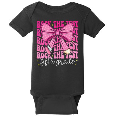 Rock The Test Day 5th Grade Teacher Fifth Grade Testing Day Baby Bodysuit