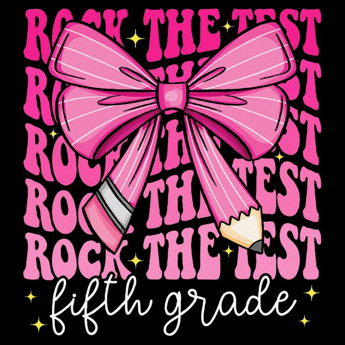 Rock The Test Day 5th Grade Teacher Fifth Grade Testing Day Cropped Pullover Crew