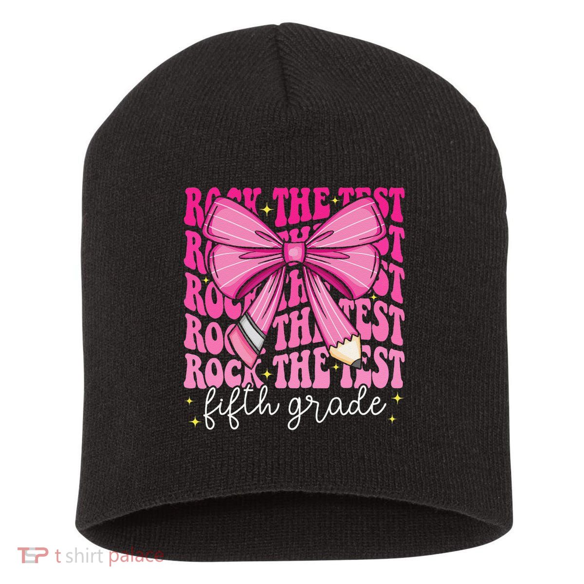 Rock The Test Day 5th Grade Teacher Fifth Grade Testing Day Short Acrylic Beanie