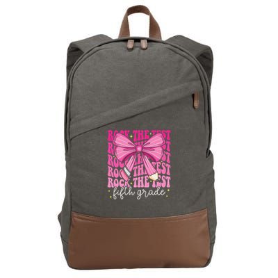 Rock The Test Day 5th Grade Teacher Fifth Grade Testing Day Cotton Canvas Backpack