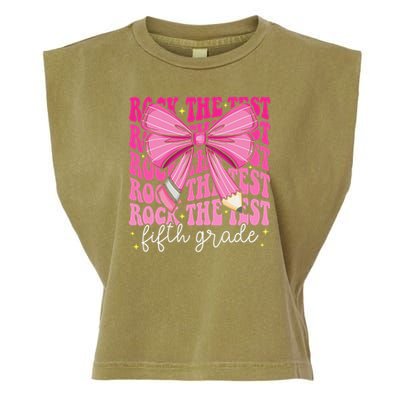 Rock The Test Day 5th Grade Teacher Fifth Grade Testing Day Garment-Dyed Women's Muscle Tee