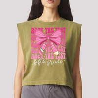 Rock The Test Day 5th Grade Teacher Fifth Grade Testing Day Garment-Dyed Women's Muscle Tee