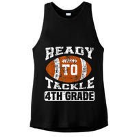Ready To Tackle 4th Fourth Grade Football First Day School Ladies PosiCharge Tri-Blend Wicking Tank