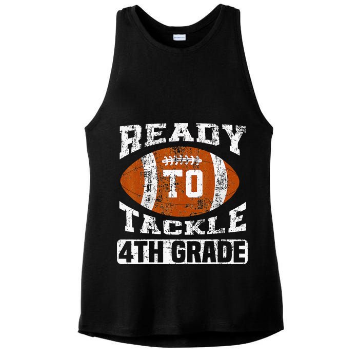 Ready To Tackle 4th Fourth Grade Football First Day School Ladies PosiCharge Tri-Blend Wicking Tank