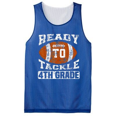 Ready To Tackle 4th Fourth Grade Football First Day School Mesh Reversible Basketball Jersey Tank