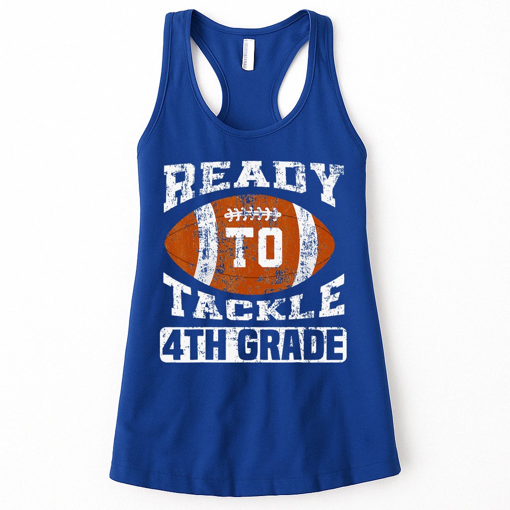 Ready To Tackle 4th Fourth Grade Football First Day School Womens Tank Top