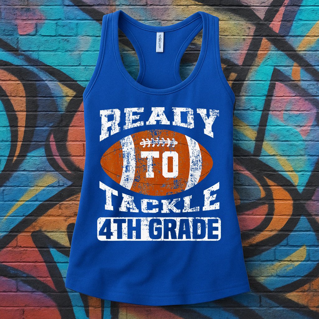 Ready To Tackle 4th Fourth Grade Football First Day School Womens Tank Top