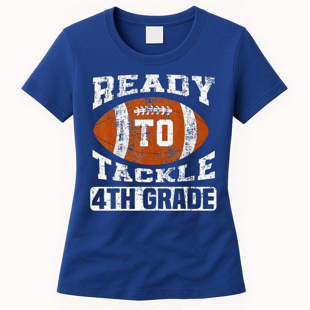Ready To Tackle 4th Fourth Grade Football First Day School Womens T-Shirt