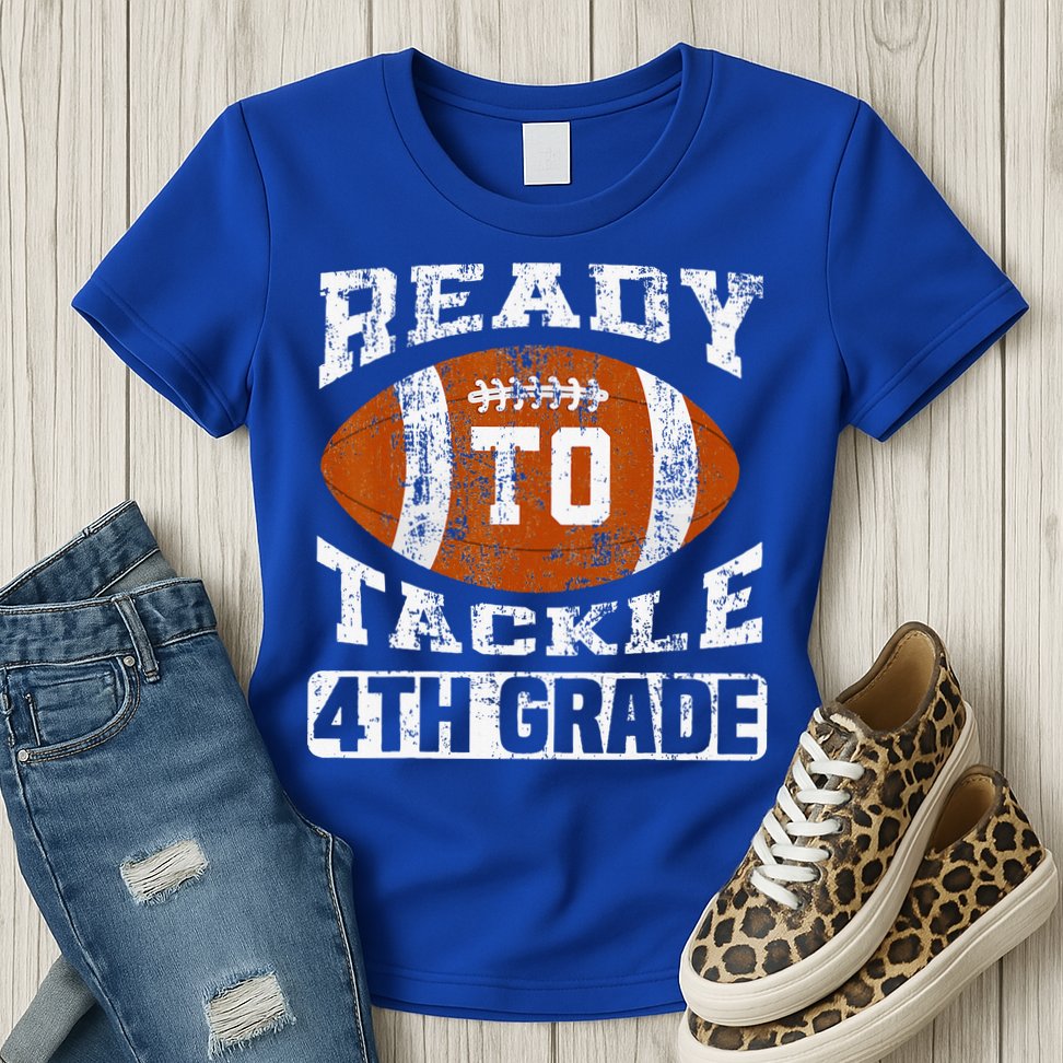 Ready To Tackle 4th Fourth Grade Football First Day School Womens T-Shirt