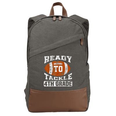 Ready To Tackle 4th Fourth Grade Football First Day School Cotton Canvas Backpack
