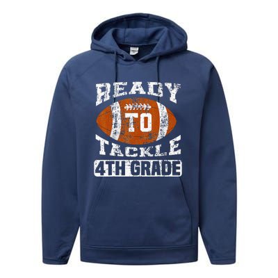 Ready To Tackle 4th Fourth Grade Football First Day School Performance Fleece Hoodie