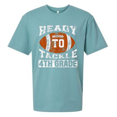 Ready To Tackle 4th Fourth Grade Football First Day School Sueded Cloud Jersey T-Shirt