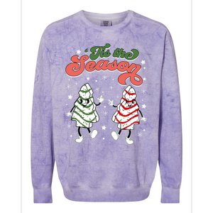 Retro Tis The Season Christmas Tree Cakes Debbie Funny Great Gift Colorblast Crewneck Sweatshirt