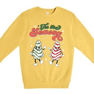 Retro Tis The Season Christmas Tree Cakes Debbie Funny Great Gift Premium Crewneck Sweatshirt