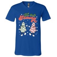 Retro Tis The Season Christmas Tree Cakes Debbie Funny Great Gift V-Neck T-Shirt