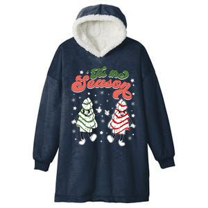 Retro Tis The Season Christmas Tree Cakes Debbie Funny Great Gift Hooded Wearable Blanket