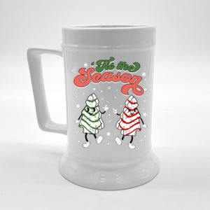 Retro Tis The Season Christmas Tree Cakes Debbie Funny Great Gift Beer Stein