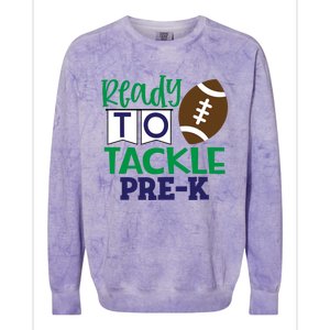 Ready To Tackle Football Theme PreKindergarten Gift Colorblast Crewneck Sweatshirt