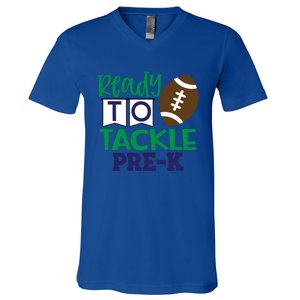 Ready To Tackle Football Theme PreKindergarten Gift V-Neck T-Shirt