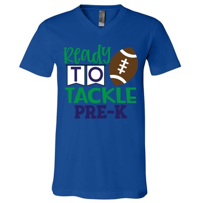 Ready To Tackle Football Theme PreKindergarten Gift V-Neck T-Shirt